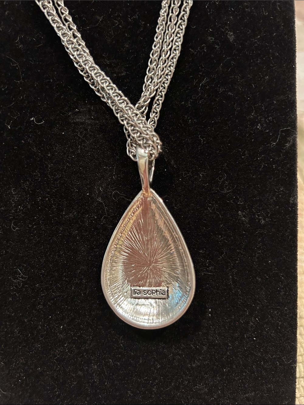 Lia Sophia Silver Teardrop Filigree Pendant Necklace - Picture 2 of 4